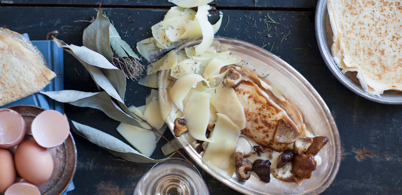 Crêpe salée aux champignons et fromage