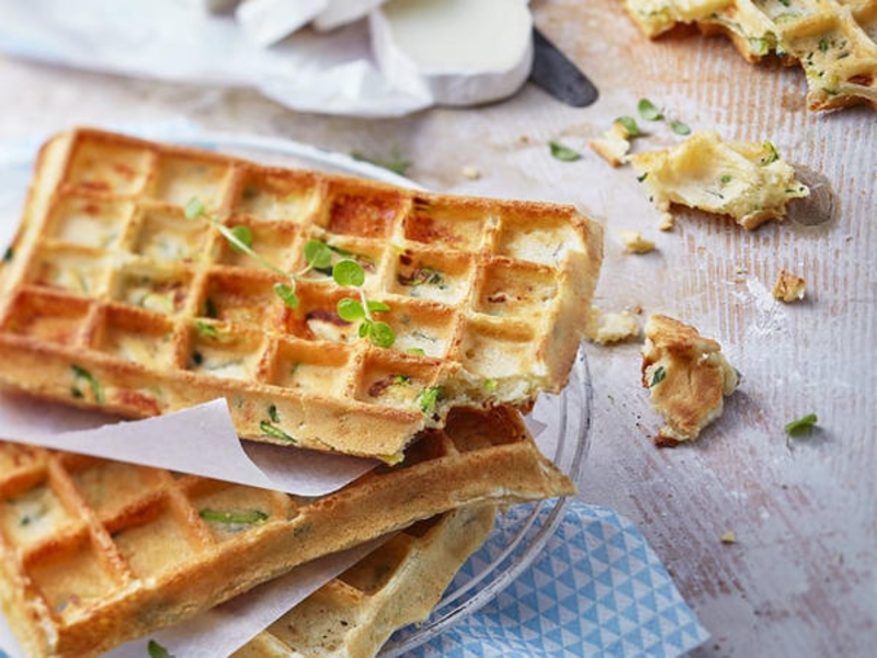 Gaufres salées aux herbes et chèvre frais