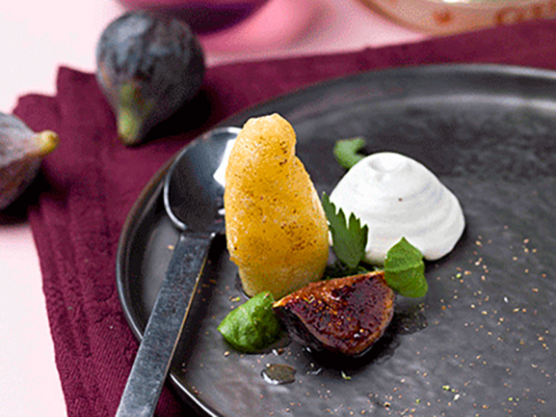 Mousse de camembert, pommes de terre ratte et figues