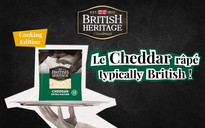 British Heritage lance son cheddar râpé... typically British!