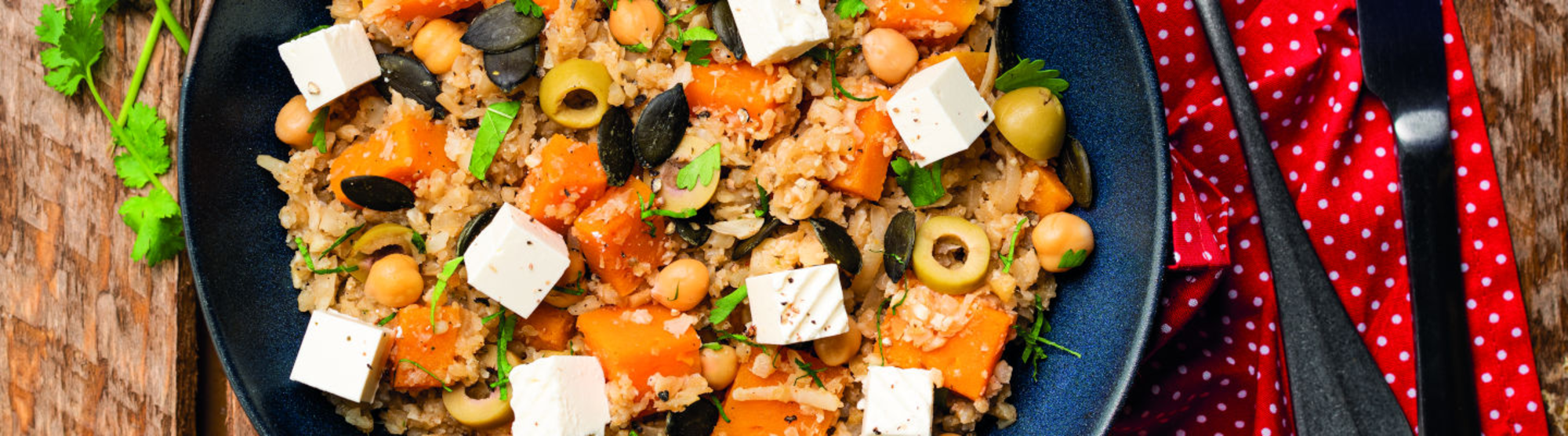 Couscous de chou-fleur à la courge et fromage