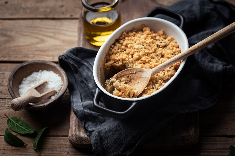 Crumble courgettes parmesan