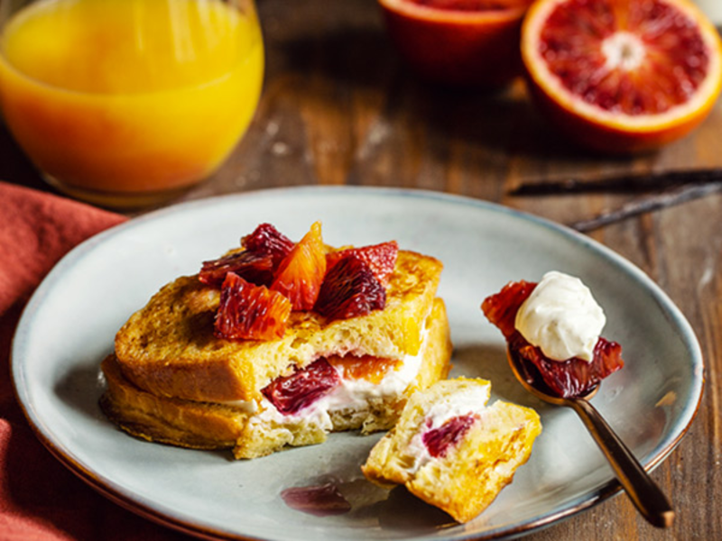 Pain perdu façon cheesecake aux agrumes et fromage frais