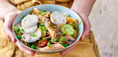 Salade de pâtes au concombre et fromage de chèvre