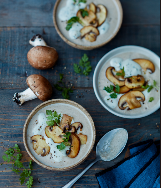 Velouté de champignons à la crème de Saint Agur