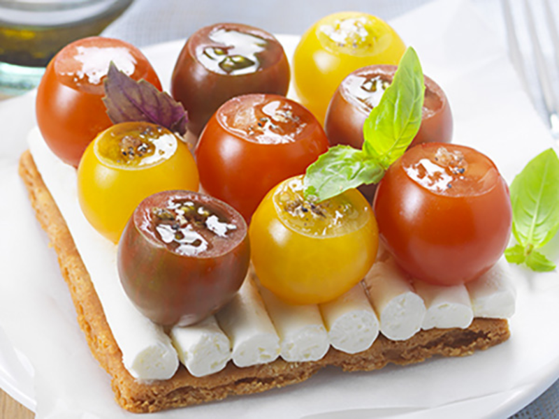 Tarte aux tomates cerises et fromage frais