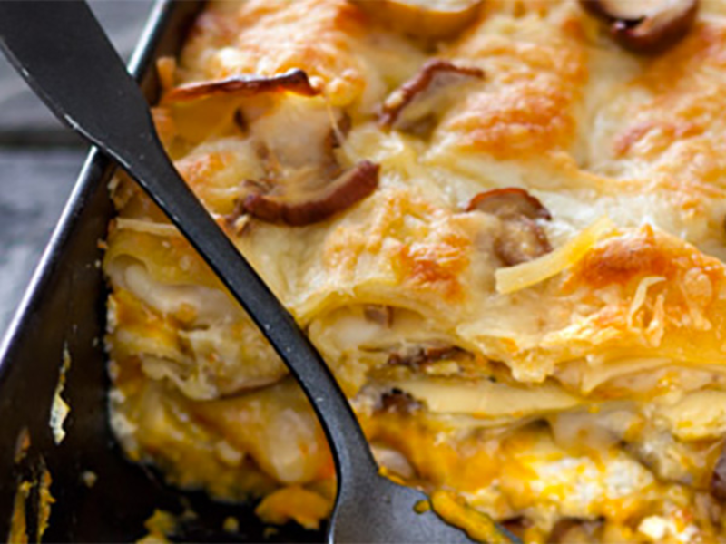 Lasagnes sans viande aux cèpes et potimarron