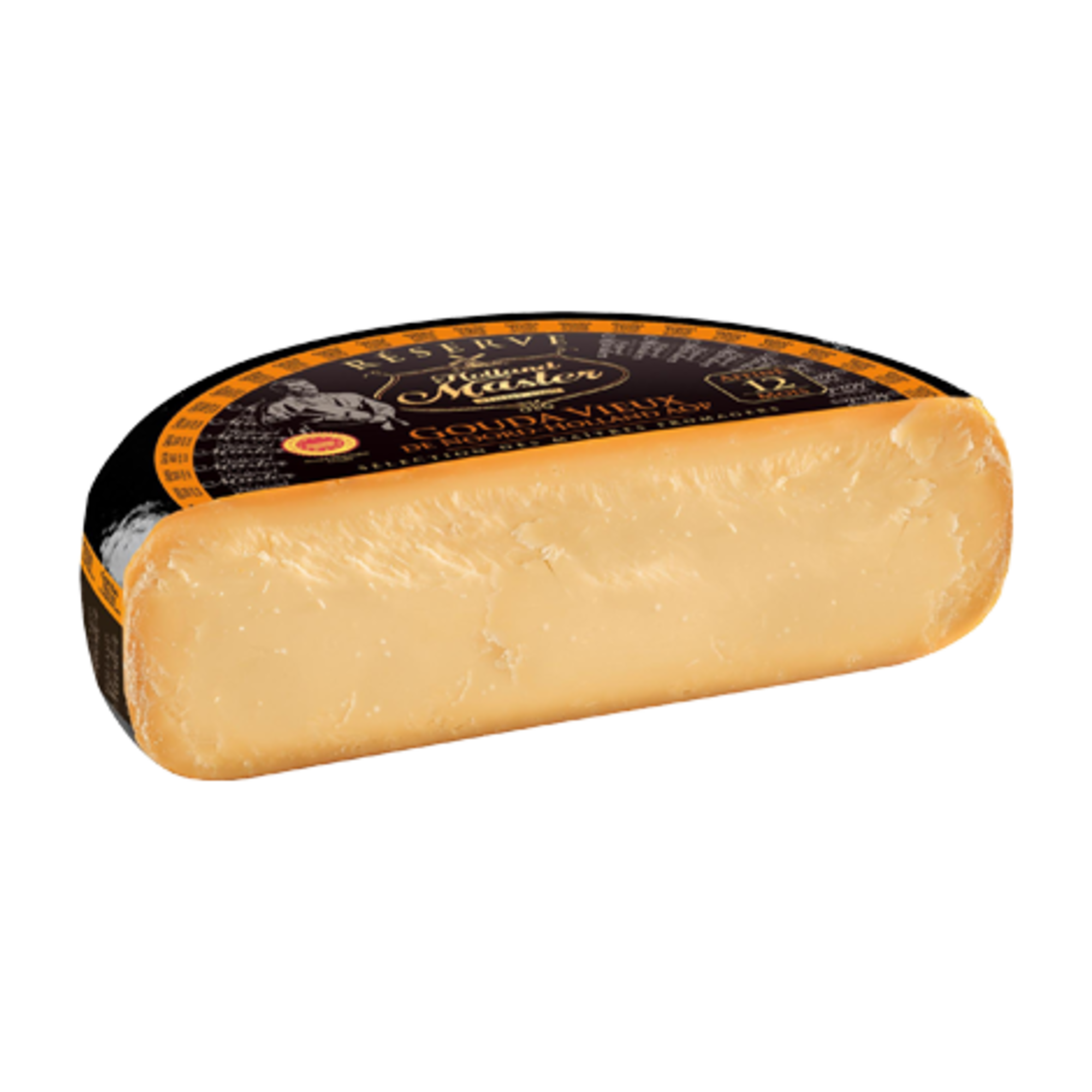 RESERVE HOLLAND MASTER GOUDA VIEUX DE NOORD HOLLAND AOP COUPE 1/2 MEULE 35%MG 4,9KG
