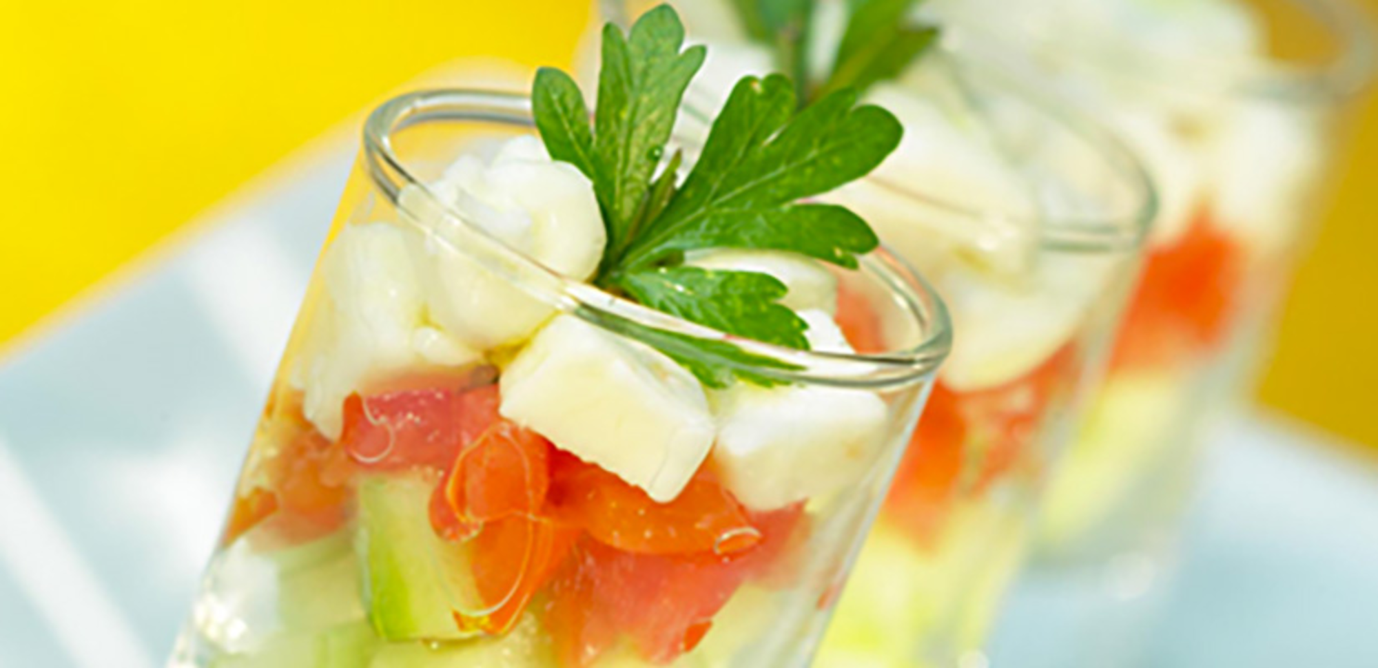 Verrines de crudités au fromage frais