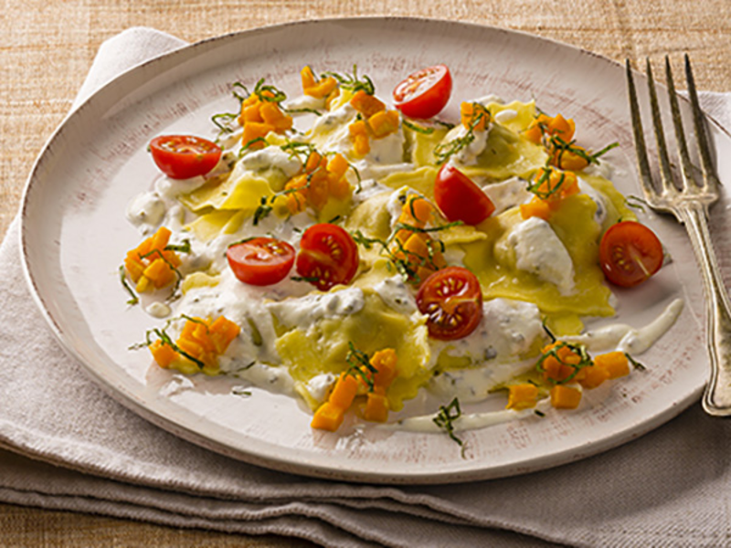 Raviolis au potimarron et chèvre frais