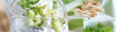 Verrine de fromage de chèvre frais et concombre