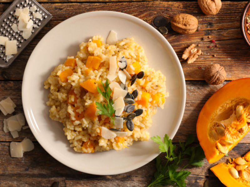 Risotto au potimarron et chèvre frais