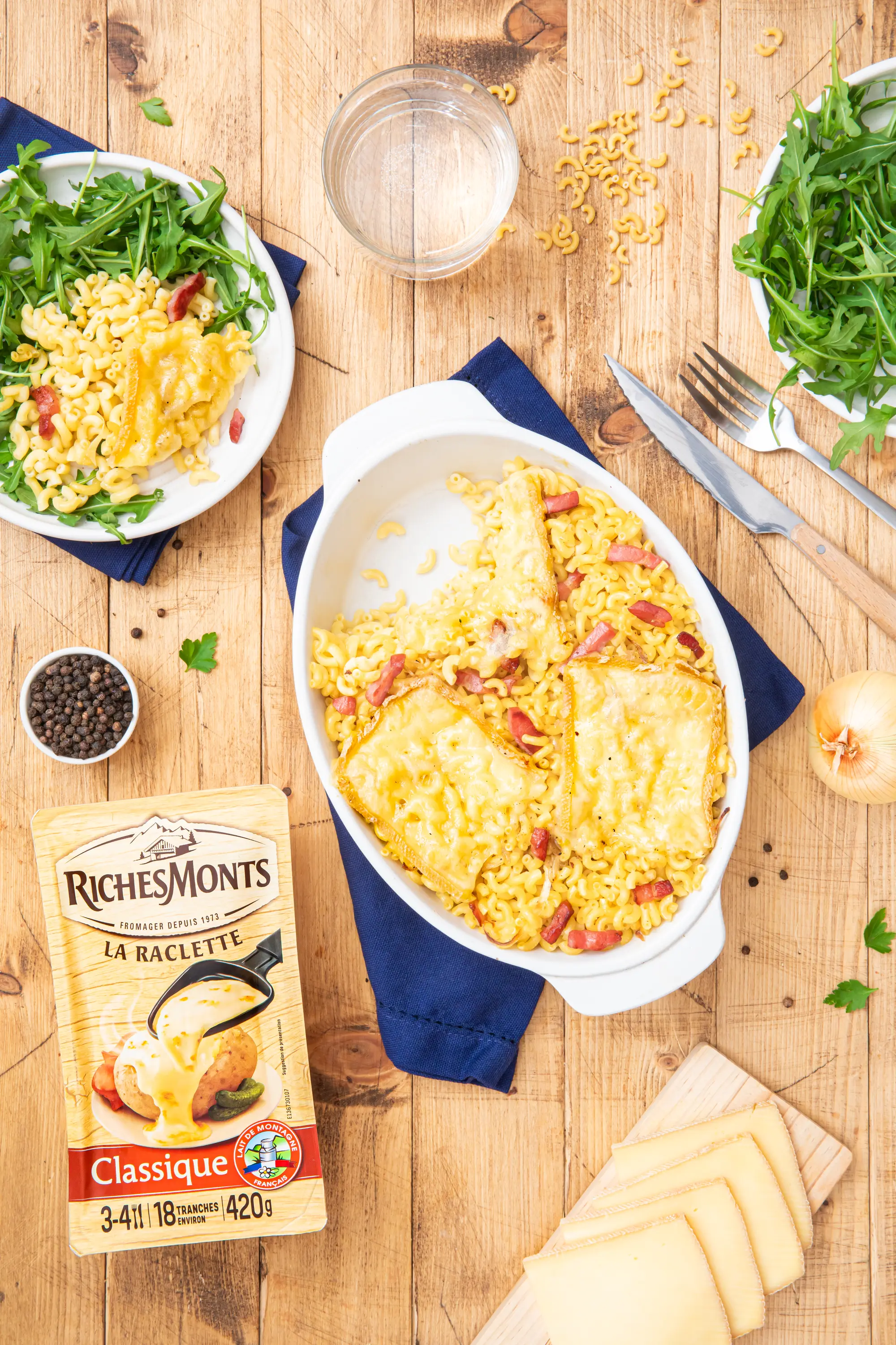 Gratin de coquillettes au fromage à raclette