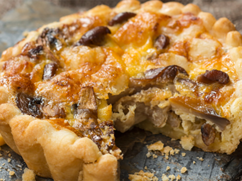 Quiche aux champignons des bois et au fromage