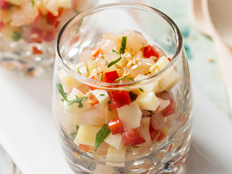 Verrine de ceviche de bar au fromage