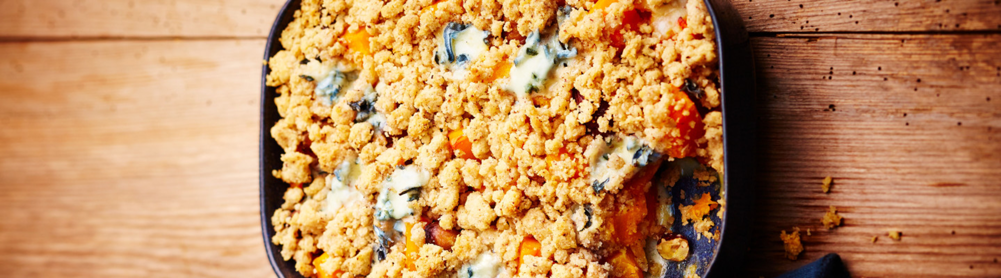 Crumble de potimarron au fromage bleu