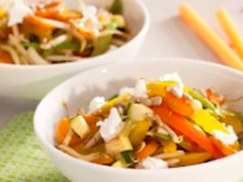 Wok de légumes au fromage de chèvre frais