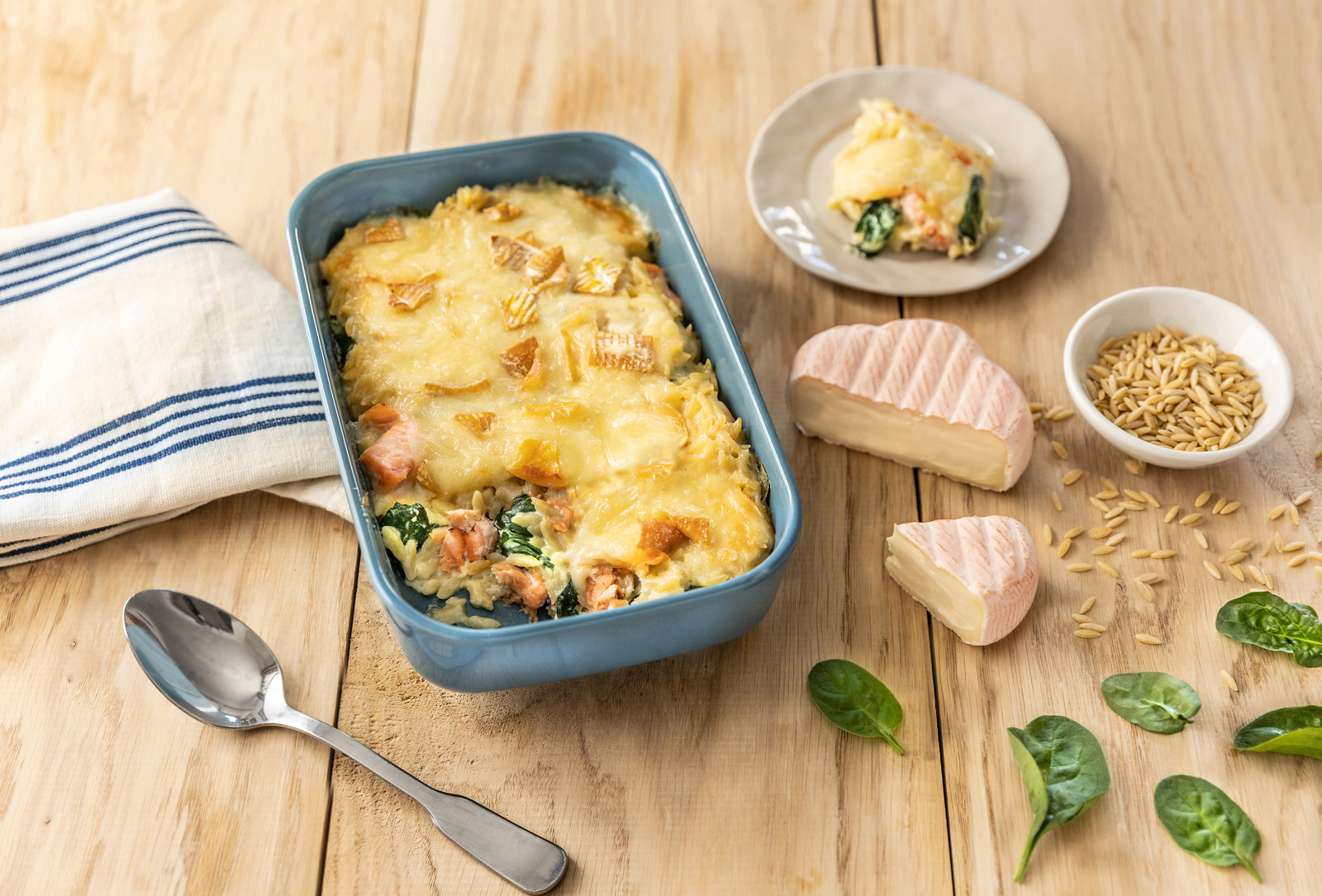 Gratin saumon, épinard et fromage