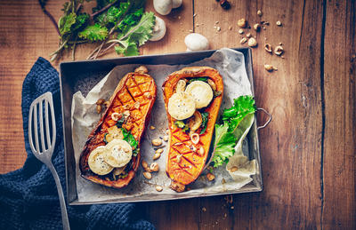 Courge butternut farcie au chèvre