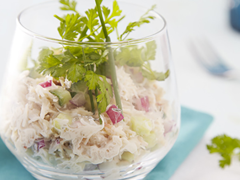 Verrine au crabe et fromage frais à la ciboulette