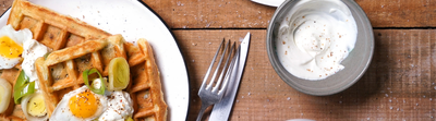 Gaufres salées aux poireaux et fromage frais