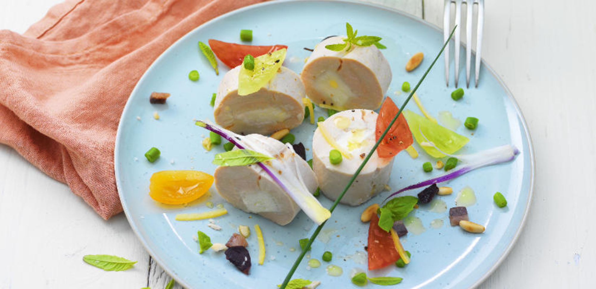 Le suprême de volaille farci au fromage frais et citron confit