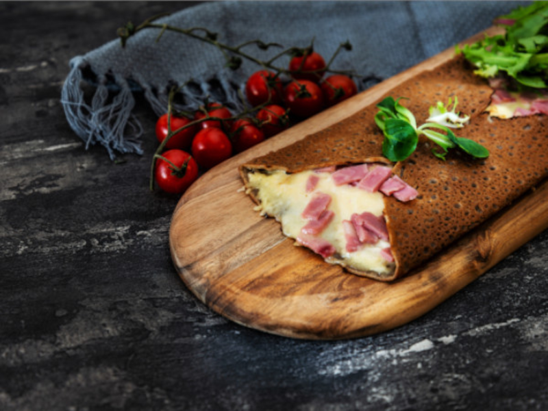 Galette jambon, emmental et bleu