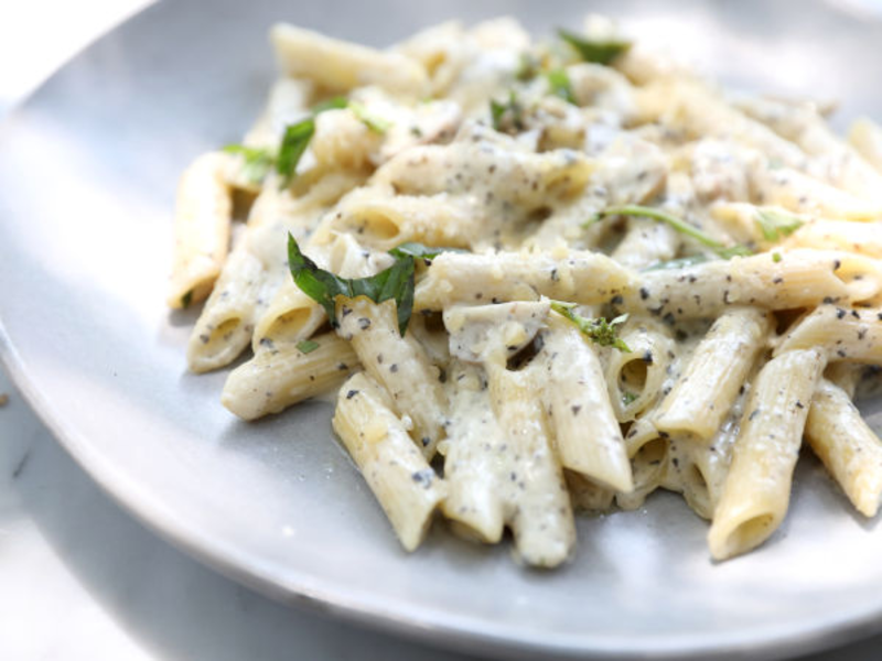 Penne sauce camembert