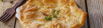 Tourte au potiron, chèvre frais et lardons fumés