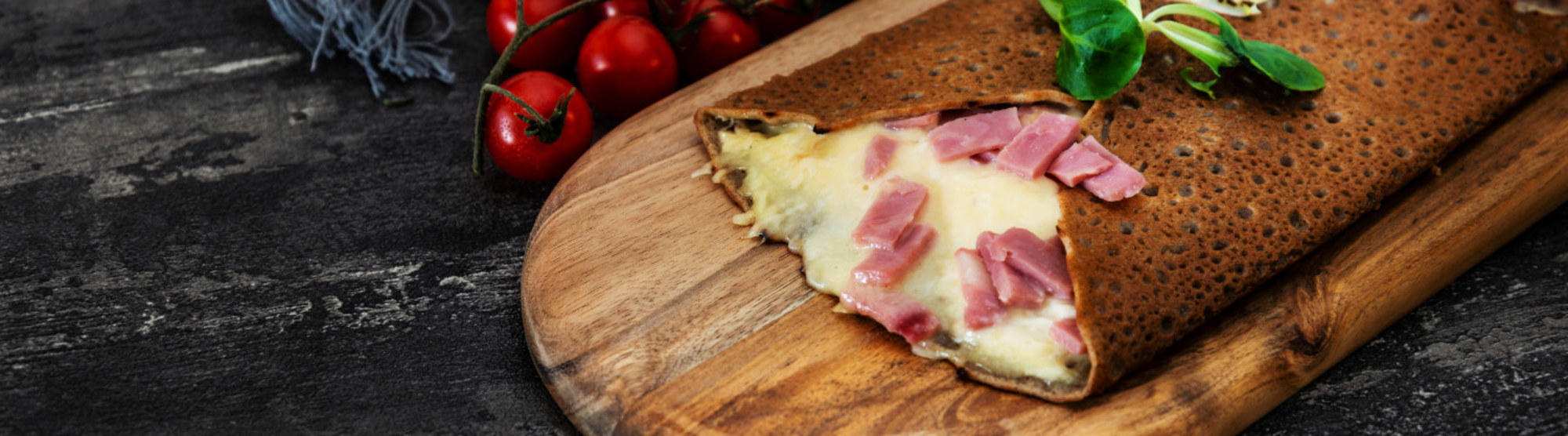 Galette jambon, emmental et bleu