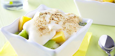 Gratin de fruits exotique au fromage frais