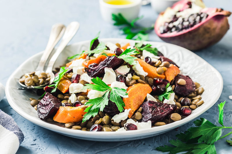 Salade d'automne de lentilles à la feta