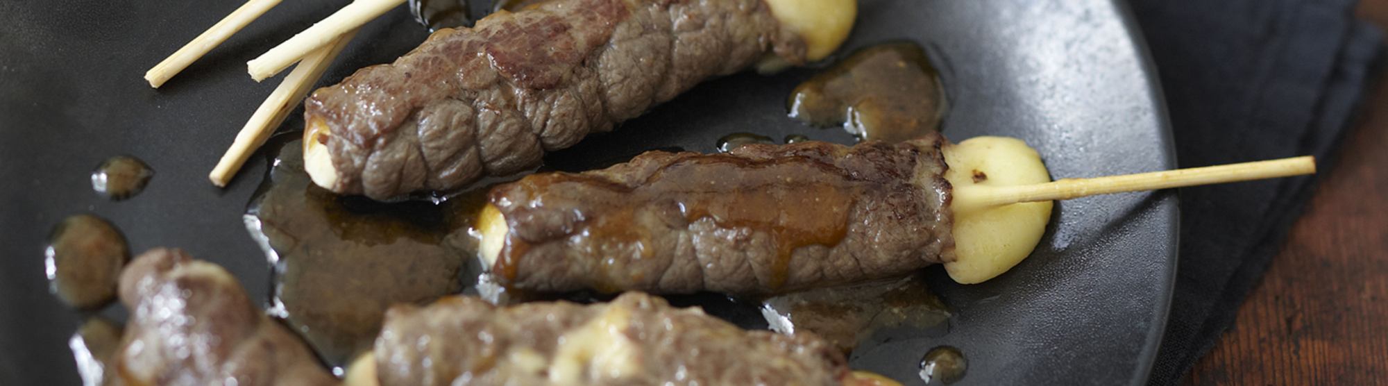 Brochette de bœuf au fromage (façon Yakitori)