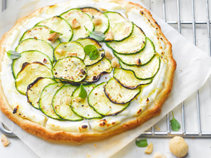 Tarte aux courgettes et fromage de chèvre frais