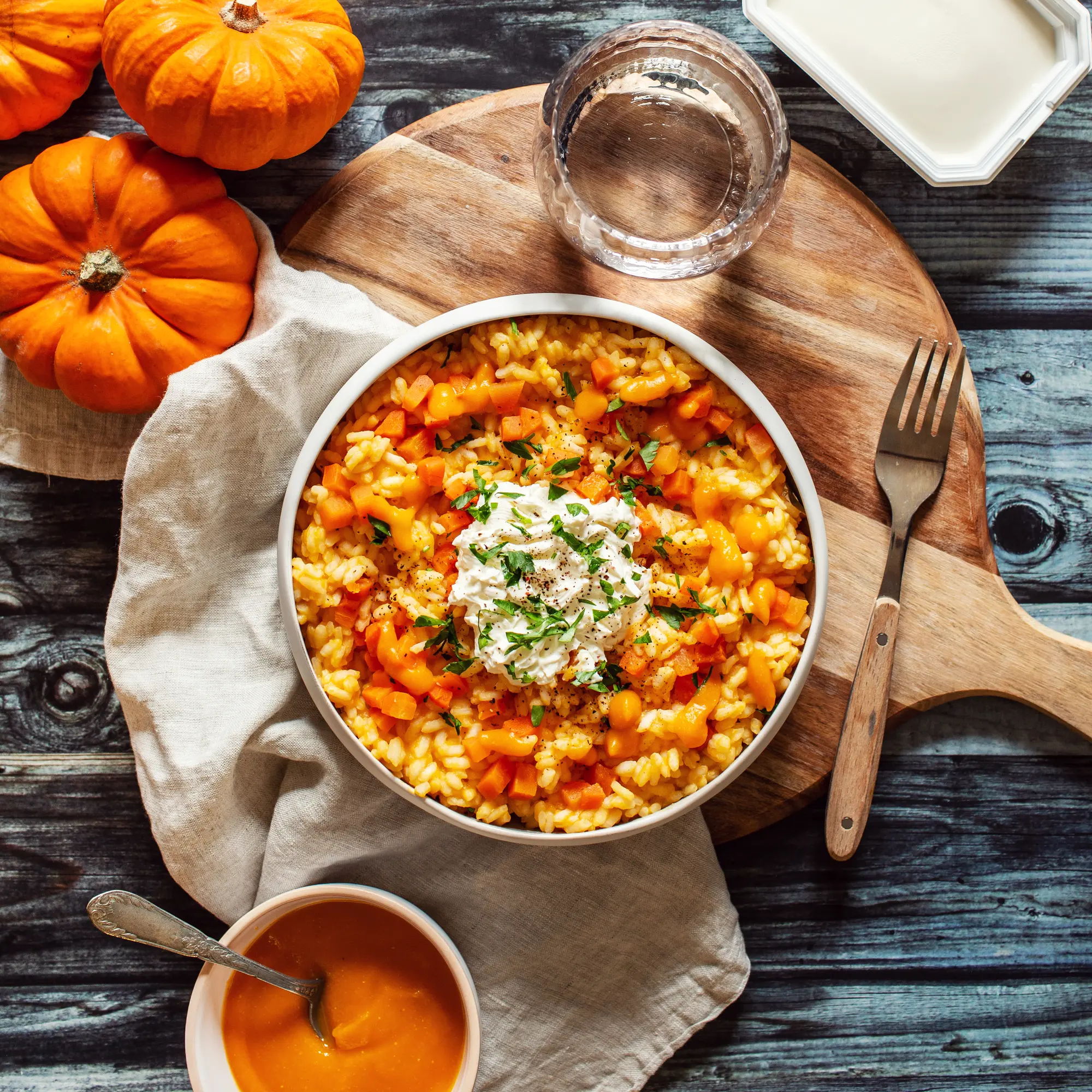 Risotto, courge et persil