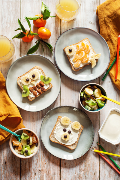 Trio de tartines animaux au fromage frais