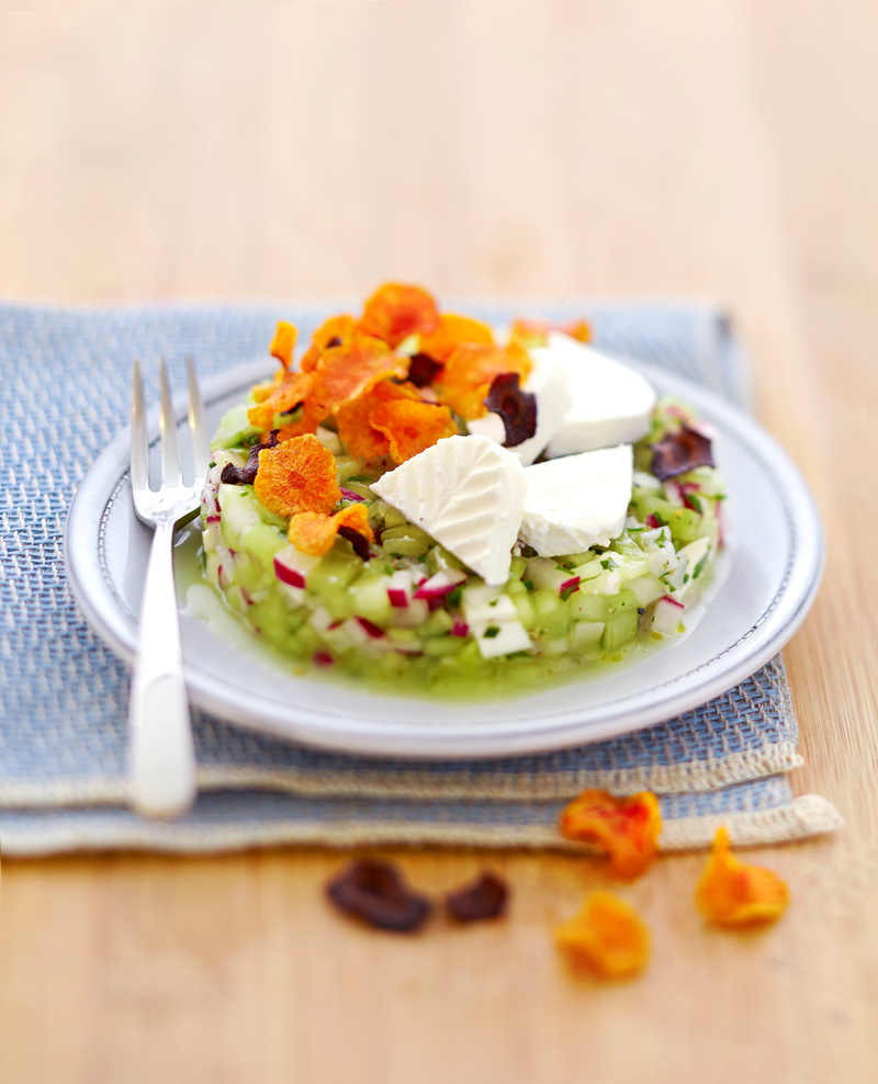 Salade de concombre et radis au fromage frais