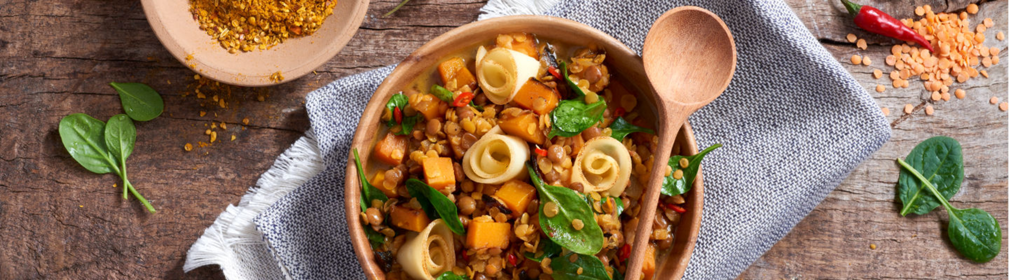 Dahl de lentilles aux légumes et fromage