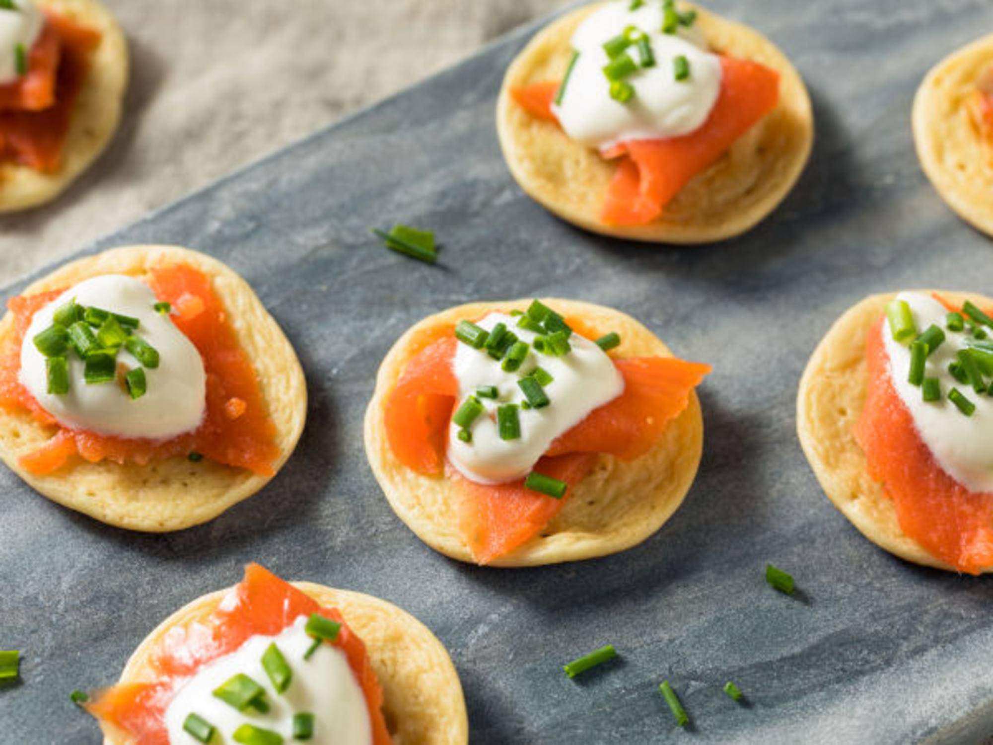 Blinis au saumon fumé et fromage frais