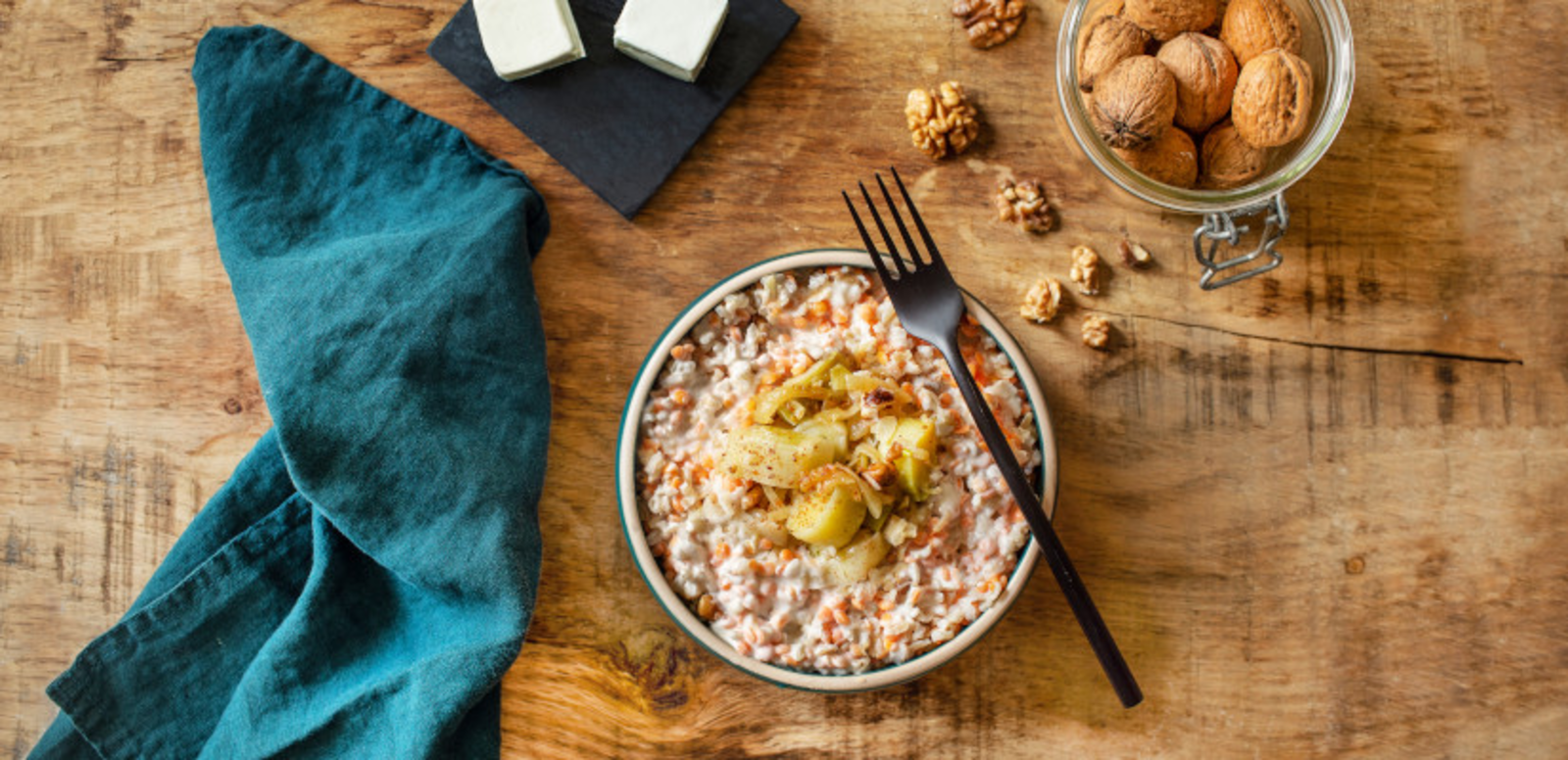 Risotto lentilles corail poireaux et Carré Frais