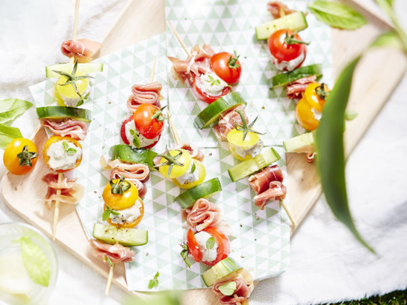 Brochettes de tomates farcies au fromage bleu