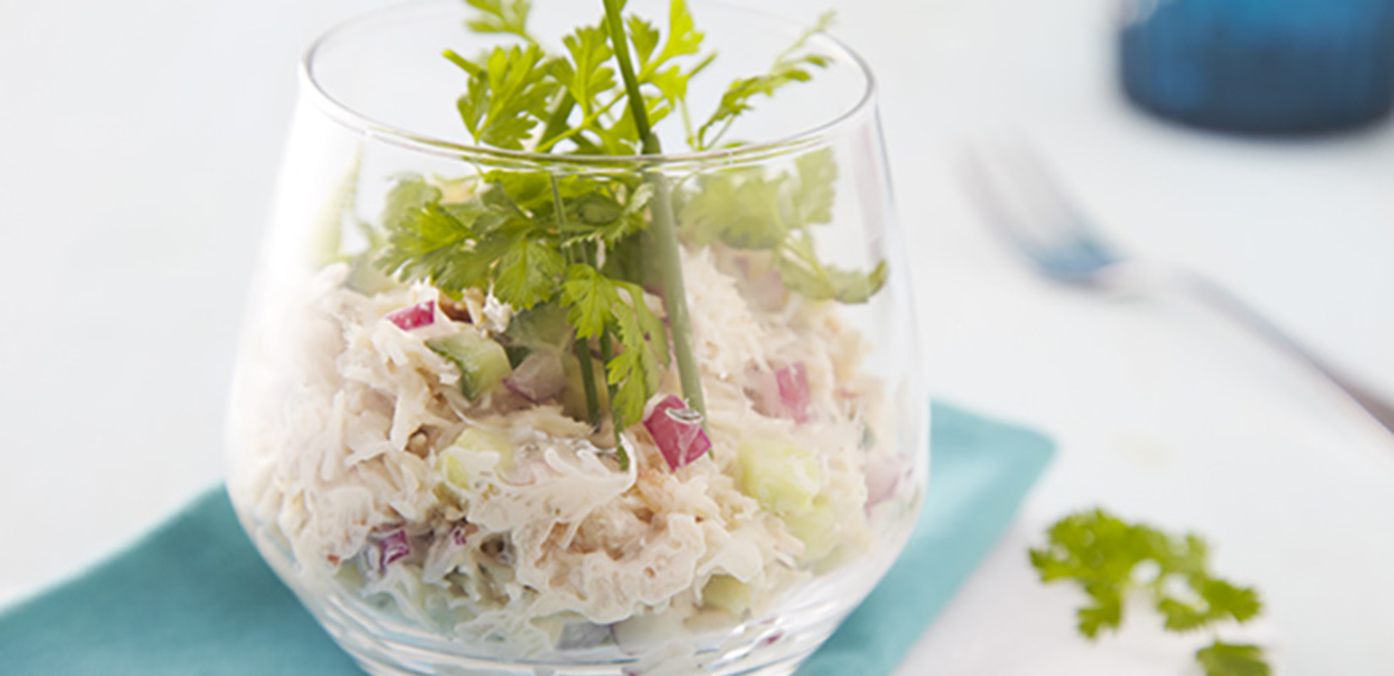 Verrine au crabe et fromage frais à la ciboulette