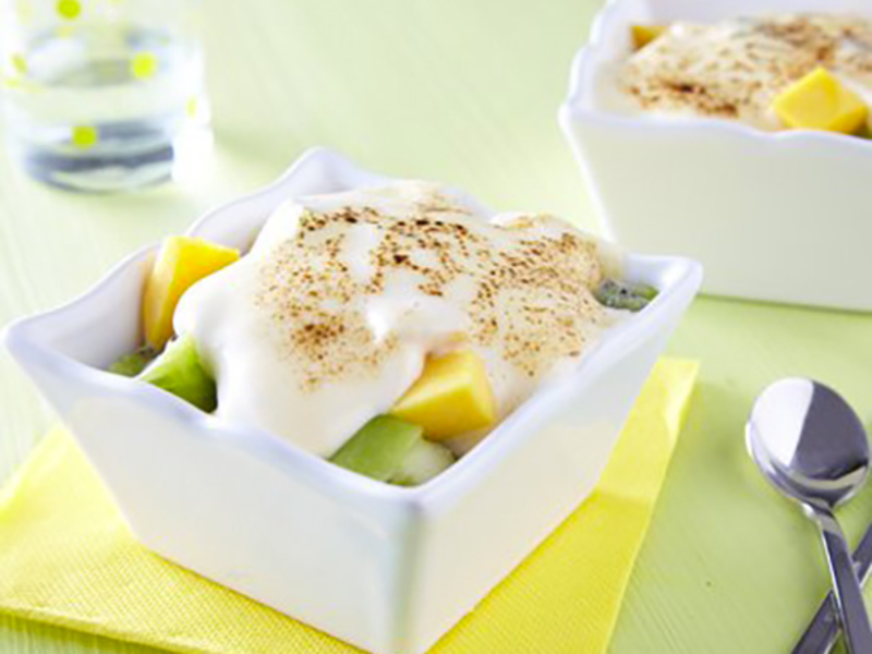 Gratin de fruits exotique au fromage frais