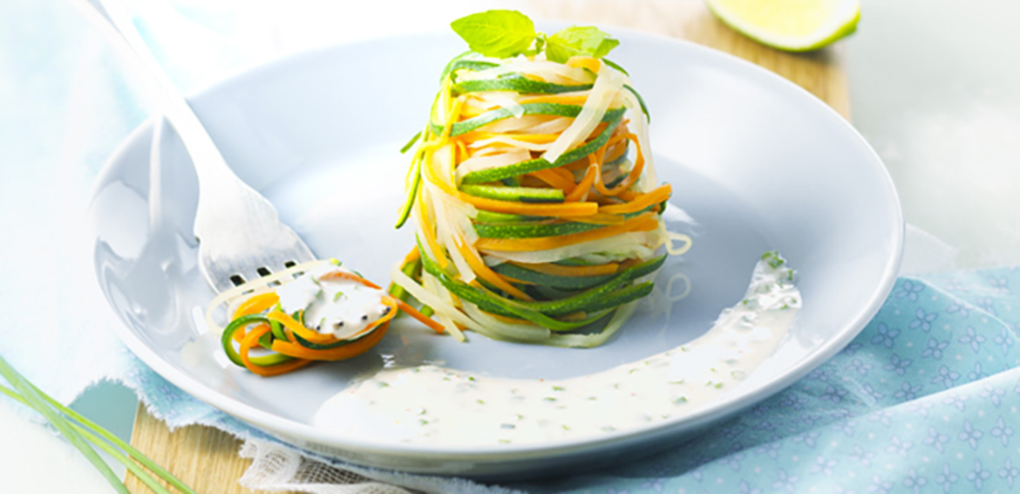 Tagliatelles de légumes au fromage frais