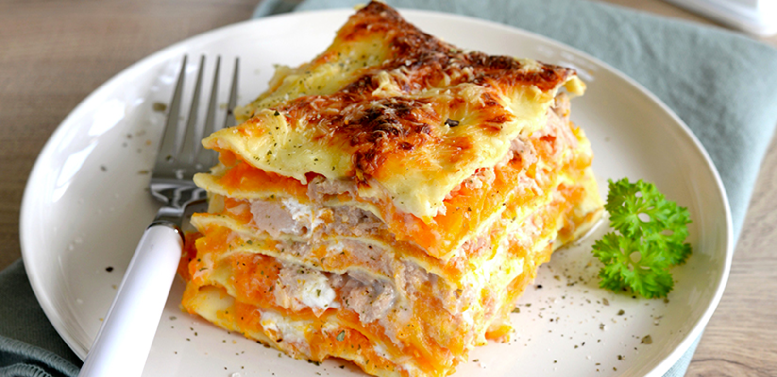 Lasagnes butternut thon et chèvre frais