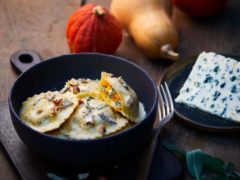 Raviolis de potimarron au fromage bleu