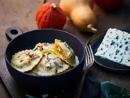 Raviolis de potimarron au fromage bleu