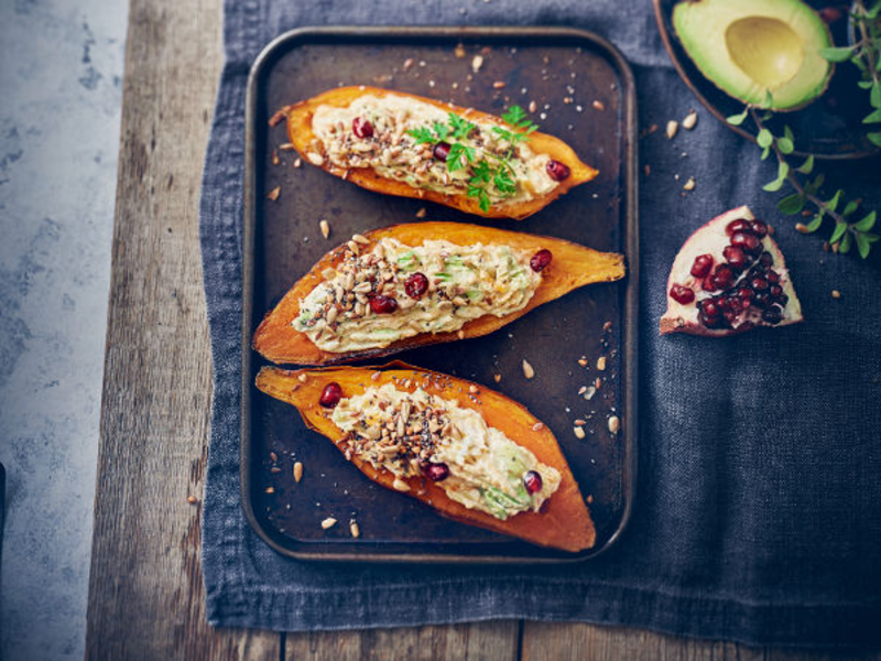 Patates douces farcies au fromage frais
