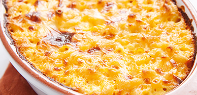 Gratin de macaroni au jambon et fromage de brebis