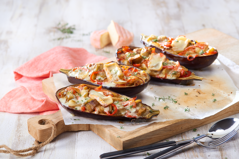 Aubergines farcies, gratinées au fromage